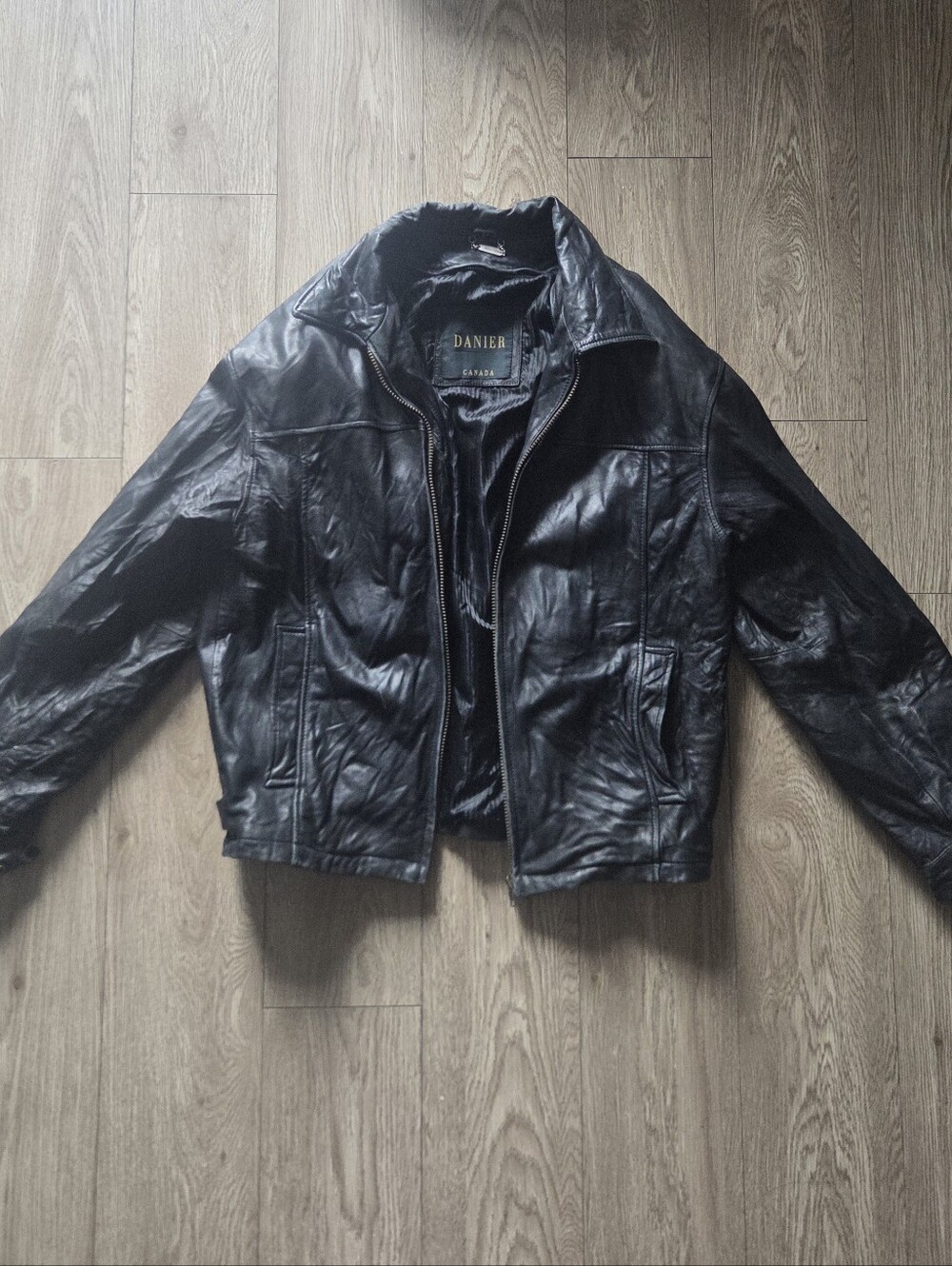 Danier Black Leather Bomber Jacket